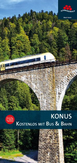 Titel des KONUS-Flyers mit einem Zug am See